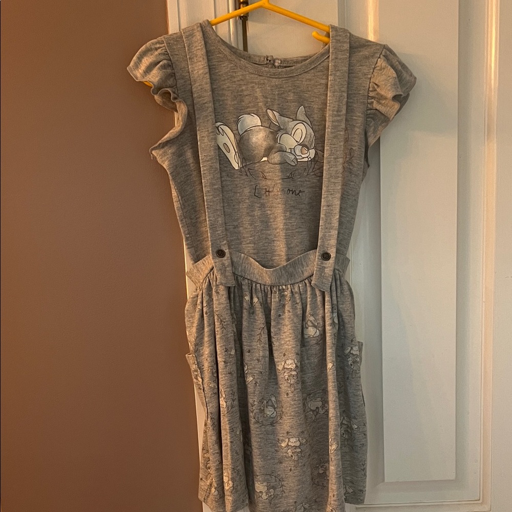 Disney Gray Kids Shirt and Overall Skirt with Character Design Bambi